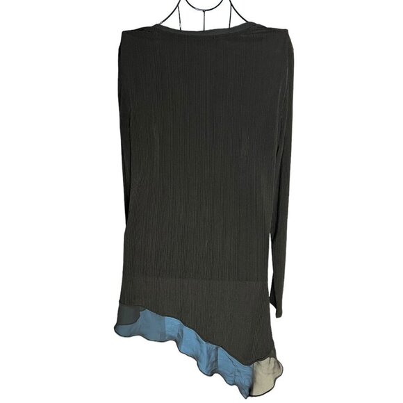 Simply Vera Women's S Asymmetrical Ruffle Bottom‎ Tunic Blouse Black Whimsigoth - Picture 2 of 5